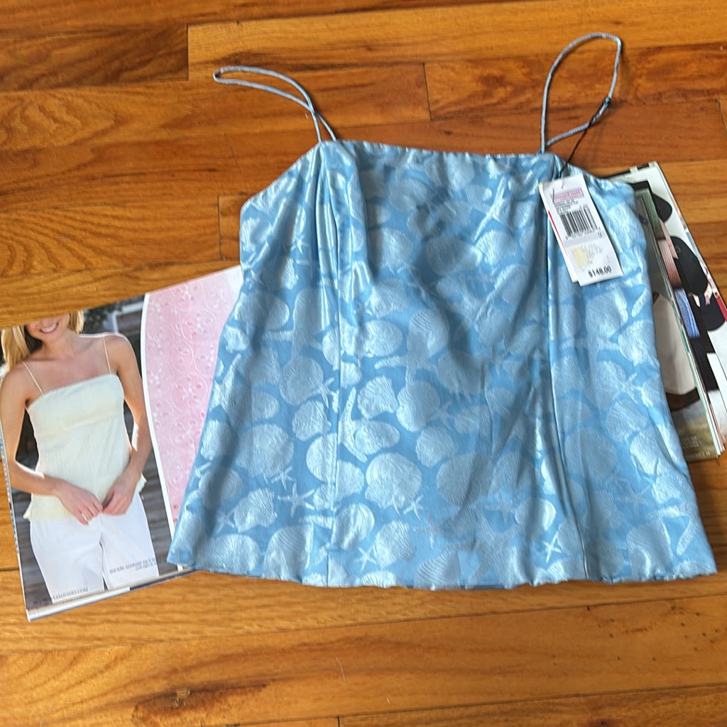 Vineyard Vines Blue Silk Bell Sea Shore Tuckernuck Top Bustier Size 0